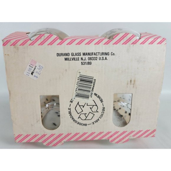 Vintage NOS Set of 4 Luminarc Durand Black White Confetti Tumbler Glasses 16oz - Picture 7 of 7